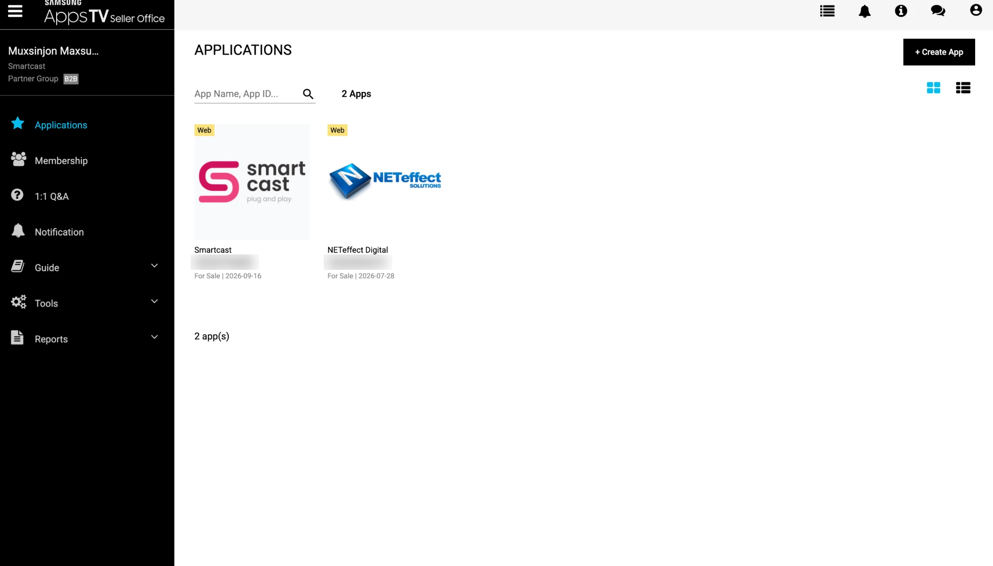 Samsung Seller Office apps list